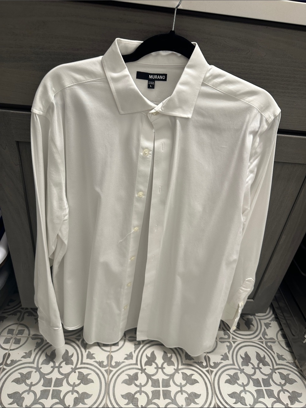 Murano Men's White Dress Shirt - Spread Collar Long Sleeve